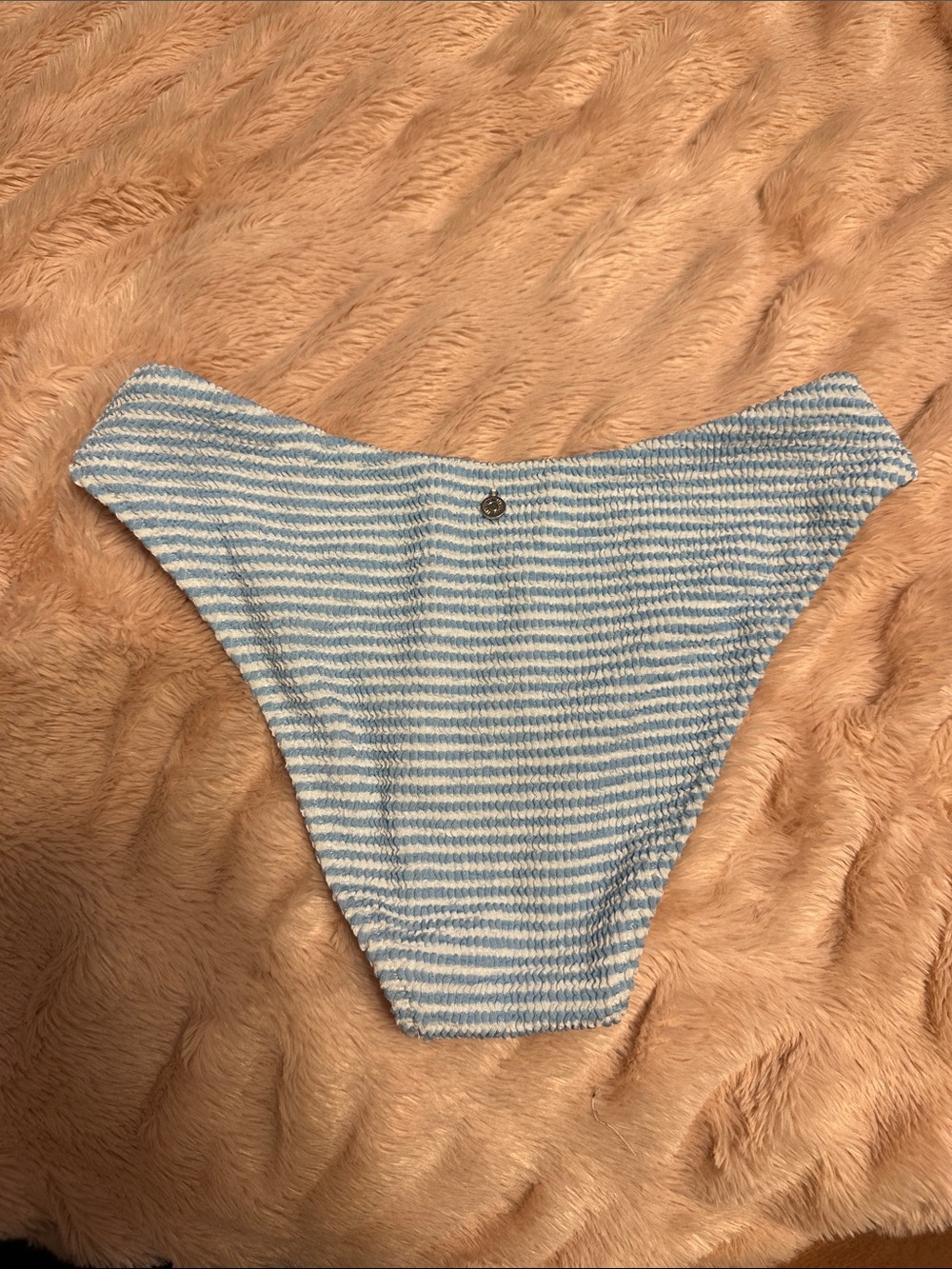 Hollister Blue and White Striped Textured Bikini Bottom Small Like New - Picture 2 of 3